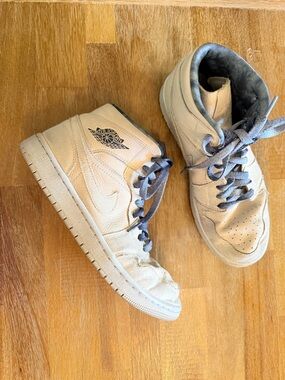 Nike Air Jordan High Top Sneakers Beige with Gray Laces